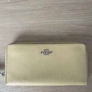 Coach Light Yellow Leather Zip Wallet